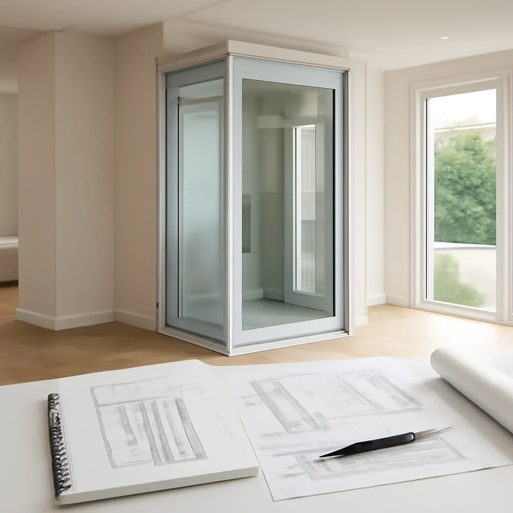 Residential elevator planning materials for vacuum home elevators
