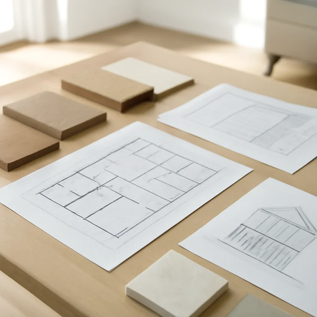 Project planning documents and finish samples for general contractor integration
