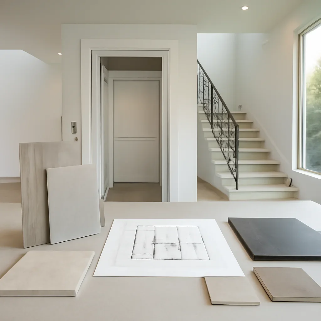 Residential elevator layout review and material selections for a home in Austin, TX