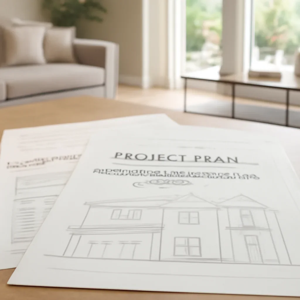 Project planning documents for a residential elevator installation in Houston, TX