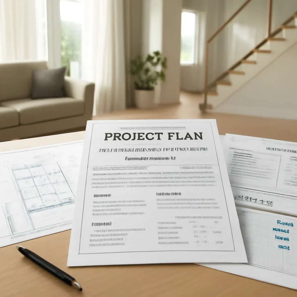 Project planning documents for a residential elevator installation in Jacksonville, FL