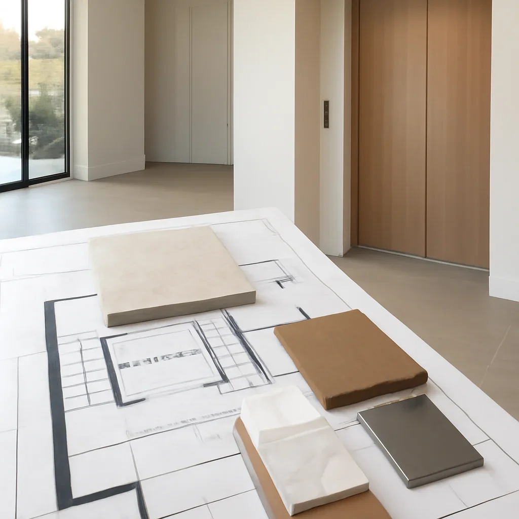 Residential elevator layout review and material selections for a home in Los Angeles, CA