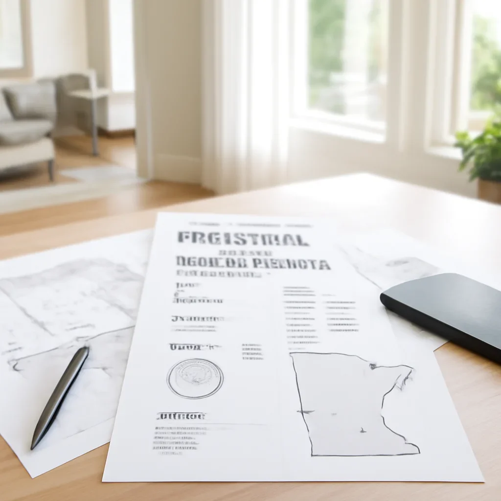 Project planning documents for a residential elevator installation across Minnesota