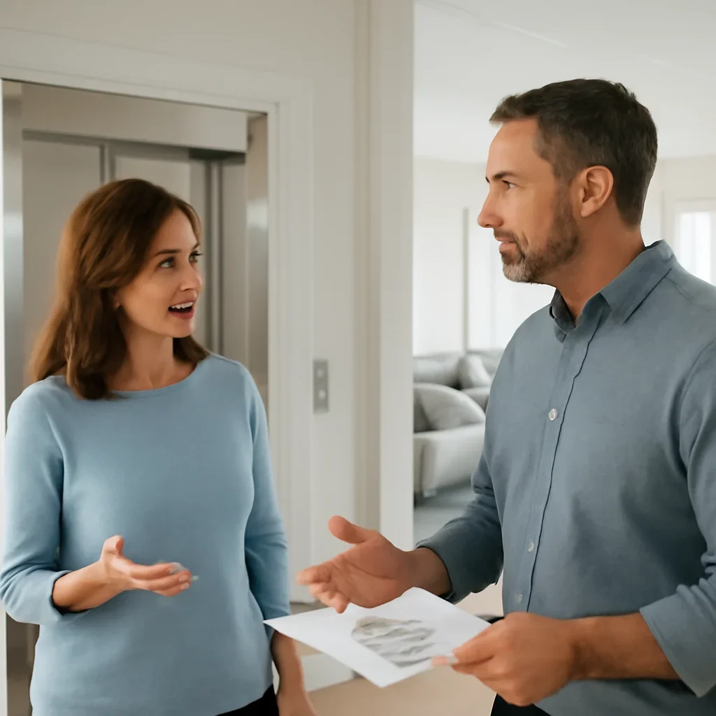 Homeowner discussing next steps for a residential elevator project across New Jersey