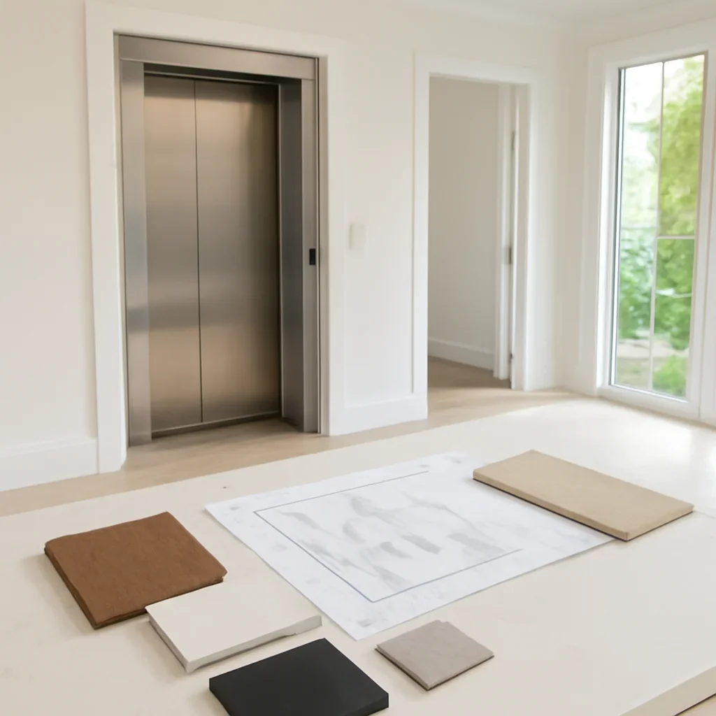 Residential elevator layout review and material selections for a home across North Carolina