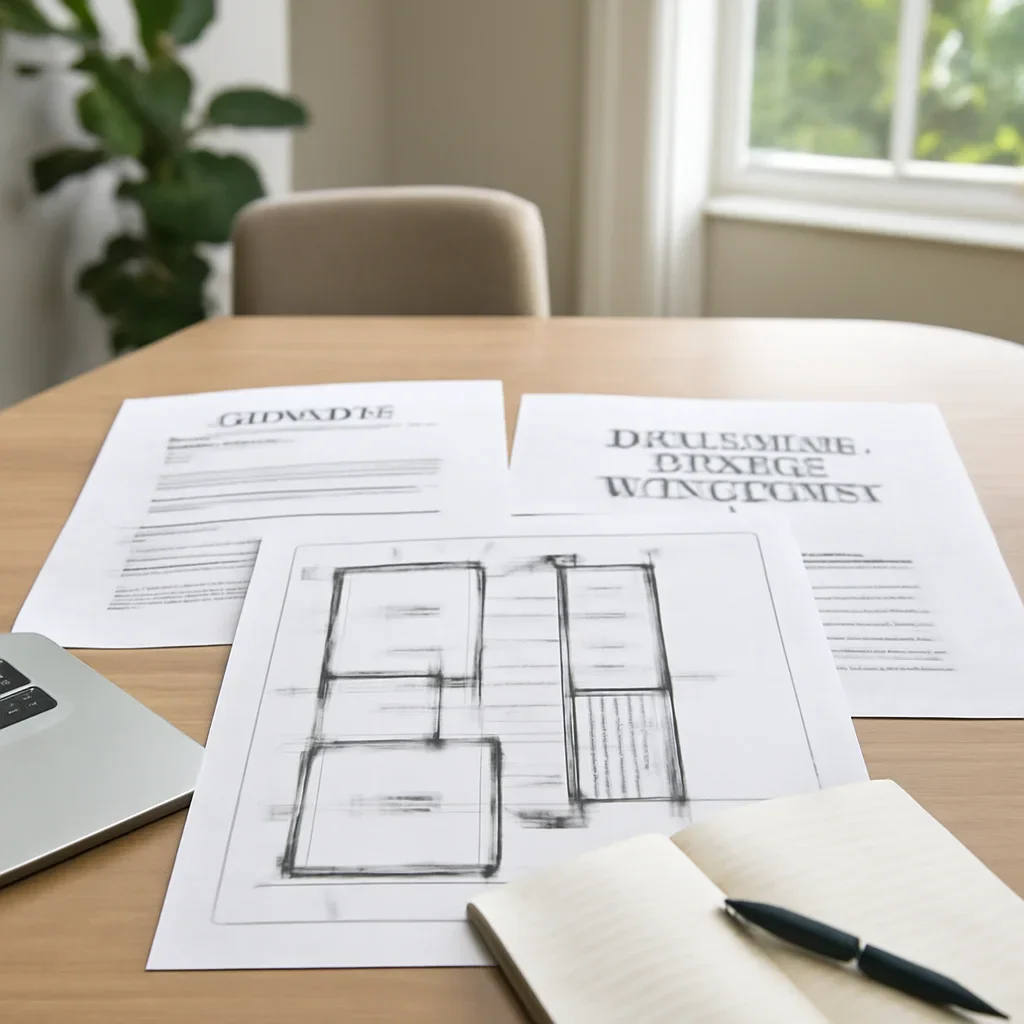 Project planning documents for a residential elevator installation in Raleigh, NC